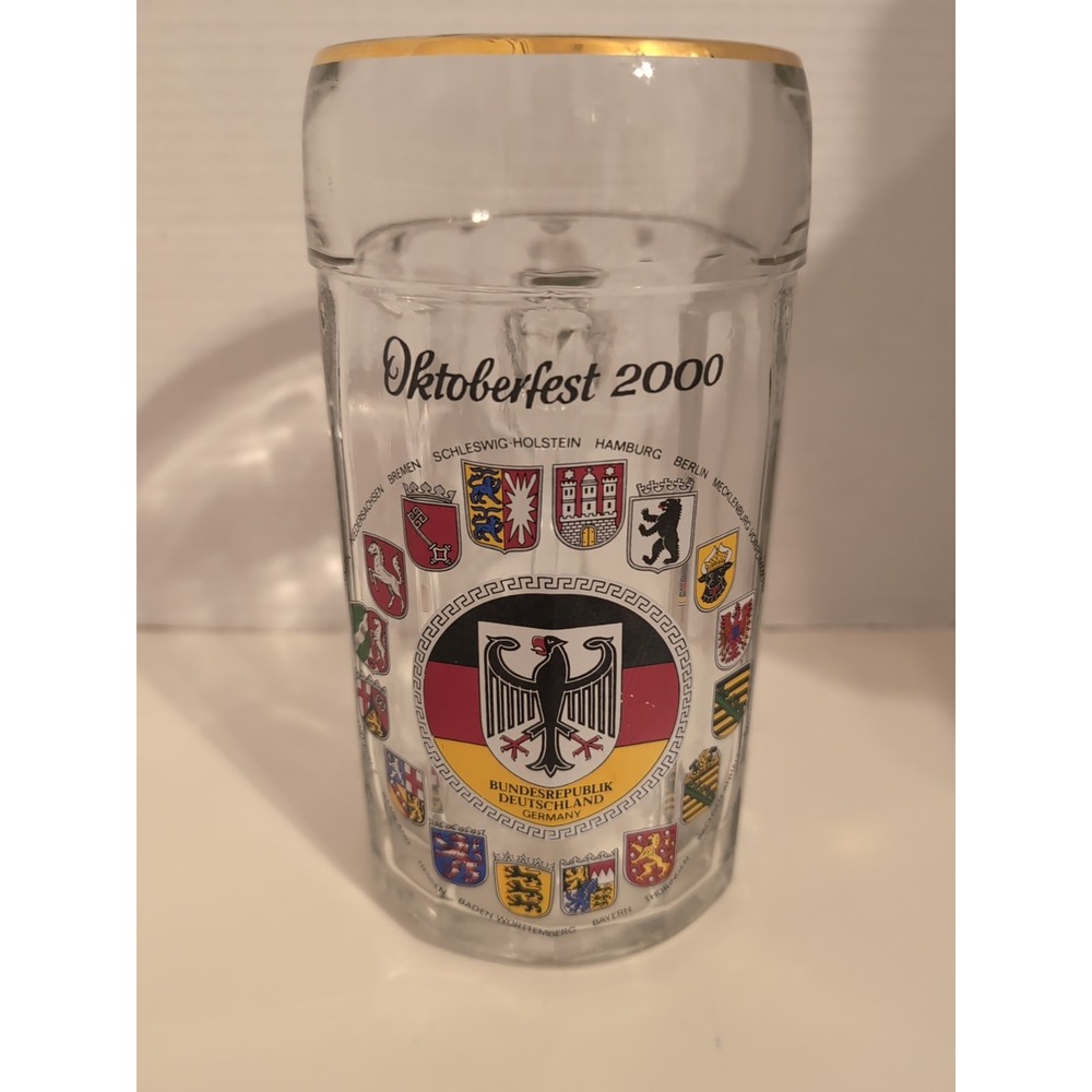 Vtg. Oktoberfest 2000 Bundesrepublik Deutschland Germany Glass Beer Mug‎ Stein